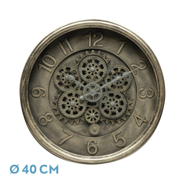 Reloj De Pared Atarfe Oro Rustico 40x40x7cm Engranajes Con Movimiento