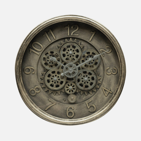 Reloj De Pared Atarfe Oro Rustico 40x40x7cm Engranajes Con Movimiento