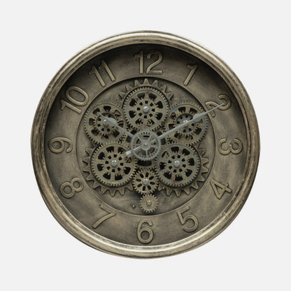 Reloj De Pared Atarfe Oro Rustico 40x40x7cm Engranajes Con Movimiento