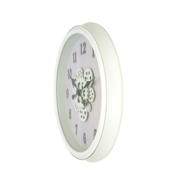 Reloj De Pared Berrocal Blanco/Haya 50x50x6cm Engranajes Con Movimiento