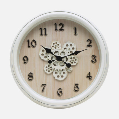 Reloj De Pared Berrocal Blanco/Haya 50x50x6cm Engranajes Con Movimiento