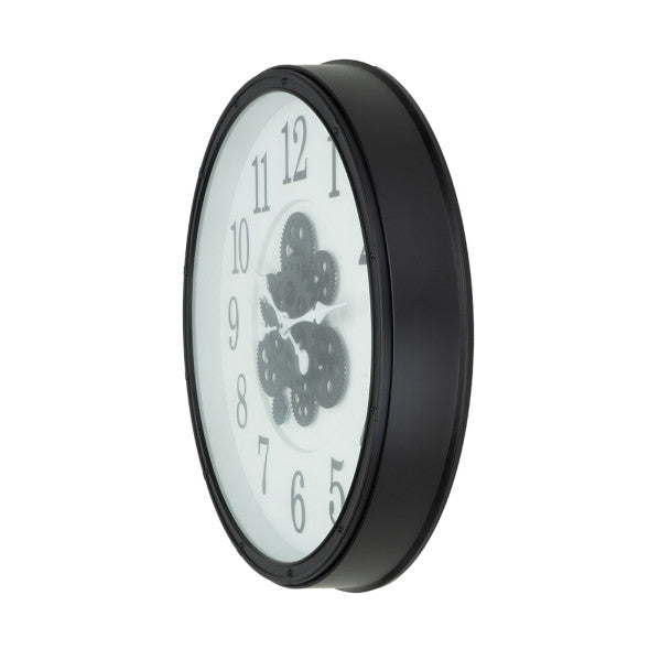 Reloj De Pared Berrocal Negro/blanco 50x50x6cm Engranajes Con Movimiento