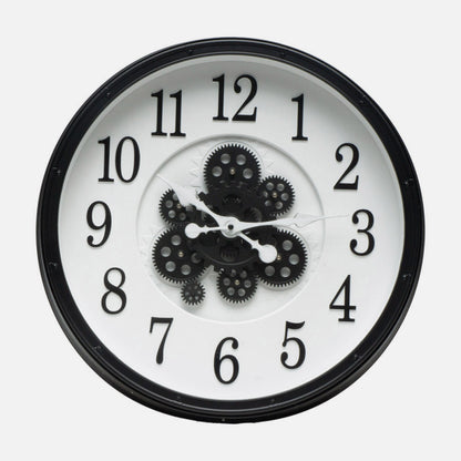 Reloj De Pared Berrocal Negro/blanco 50x50x6cm Engranajes Con Movimiento