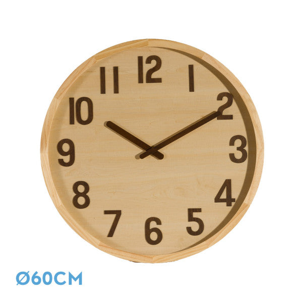 Reloj De Pared Borgoña Madera Clara 60x60x5cm Movimiento Continuo