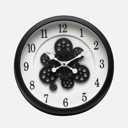 Reloj De Pared Bubion Negro/blanco 40x40x7cm Engranajes Con Movimiento
