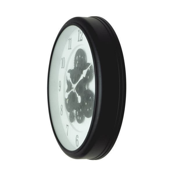 Reloj De Pared Bubion Negro/blanco 40x40x7cm Engranajes Con Movimiento