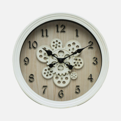 Reloj De Pared Coripe Blanco/Haya 40x40x7cm Engranajes Con Movimiento