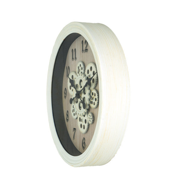 Reloj De Pared Coripe Blanco/Haya 40x40x7cm Engranajes Con Movimiento