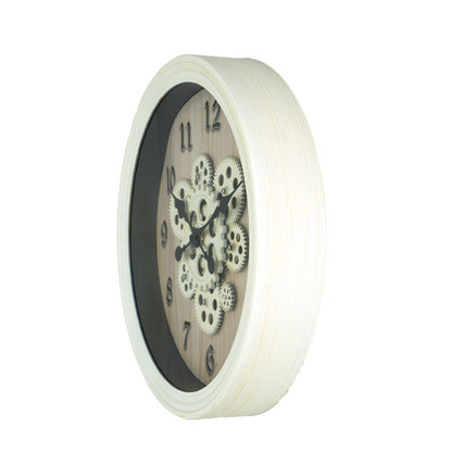 Reloj De Pared Coripe Blanco/Haya 40x40x7cm Engranajes Con Movimiento