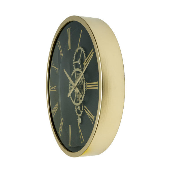 Reloj De Pared Duque Negro/oro 46x46x7cm Engranajes Con Movimiento