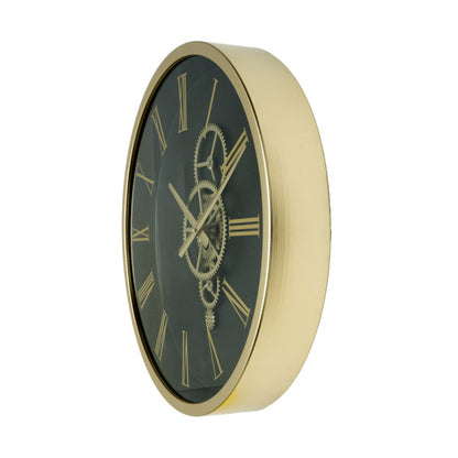 Reloj De Pared Duque Negro/oro 46x46x7cm Engranajes Con Movimiento