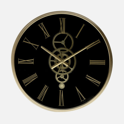 Reloj De Pared Duque Negro/oro 46x46x7cm Engranajes Con Movimiento