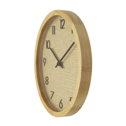Reloj De Pared Grenoble Haya/rafia Natural 40x40x4,5cm Mov Continuo