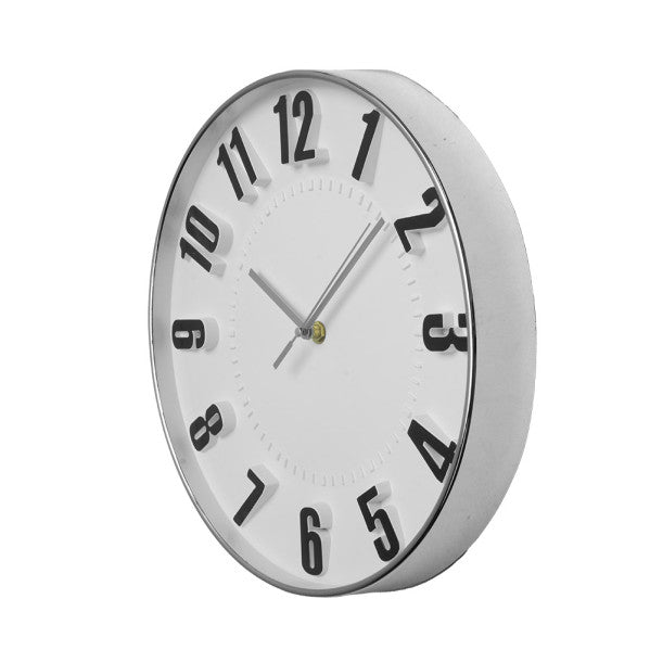 Reloj De Pared Hora Plata 30d Movimiento Continuo