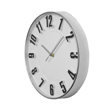 Reloj De Pared Hora Plata 30d Movimiento Continuo