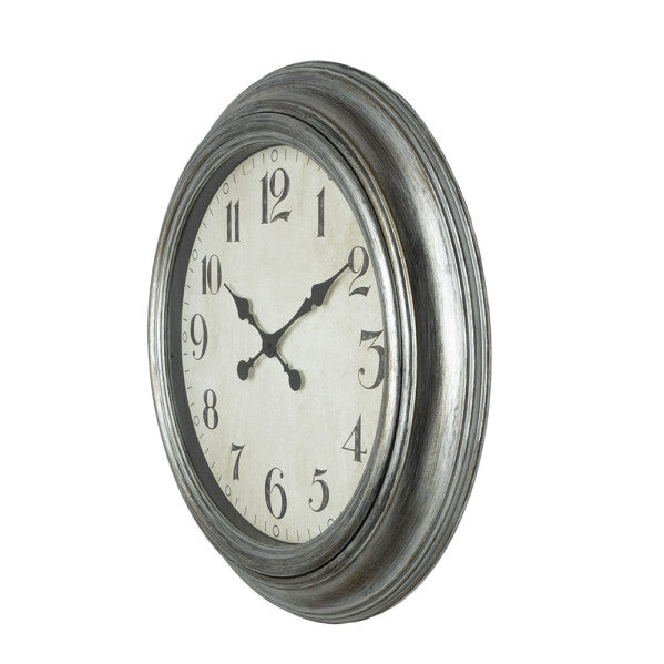 Reloj De Pared Iniko Plata 61d Agujas Retro Gran Tamaño