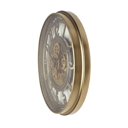 Reloj De Pared Mesina Bronce 70x70x8cm Engranajes  Con Movimiento