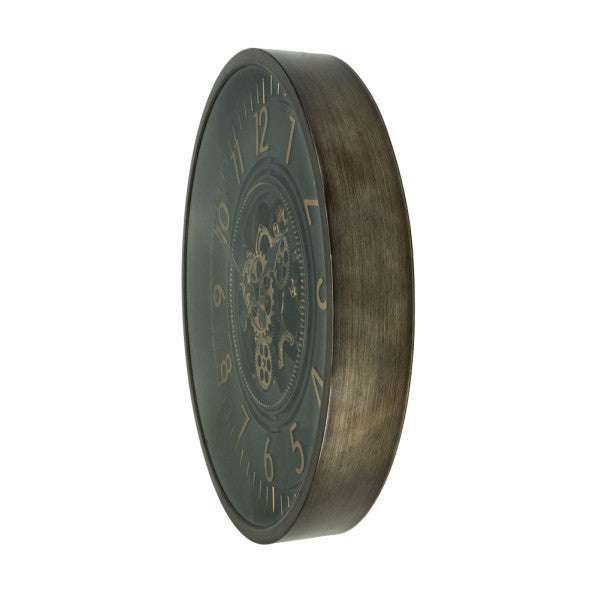 Reloj De Pared Trento Oro/cuero 66x66x10cm Engrana Jes Con Movimiento
