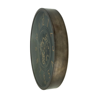 Reloj De Pared Trento Oro/cuero 66x66x10cm Engrana Jes Con Movimiento
