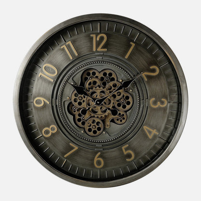 Reloj De Pared Trento Oro/cuero 66x66x10cm Engrana Jes Con Movimiento