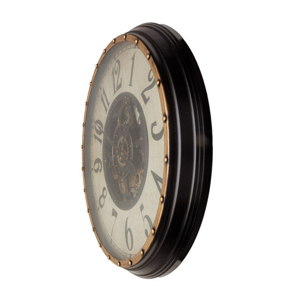 Reloj De Pared Treviso Oro/negro 83x83x10cm Engranajes Con Movimiento