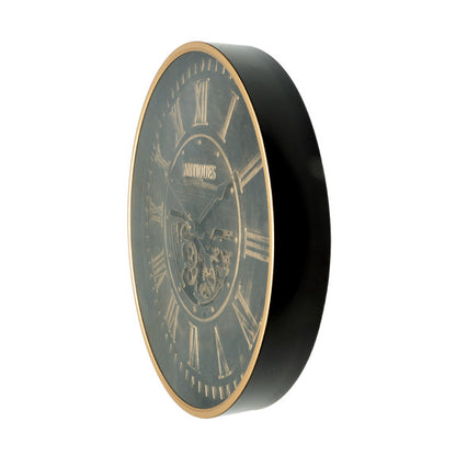 Reloj De Pared Trieste Negro/oro 60x60x8cm Engrana Jes Con Movimiento