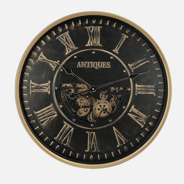 Reloj De Pared Trieste Negro/oro 60x60x8cm Engrana Jes Con Movimiento