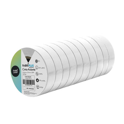 Rollo Cinta Aislante Ancha Pvc Blanca 25mmx20m Para Electricista Flexible Y Duradera
