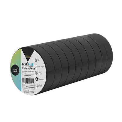 Rollo Cinta Aislante Ancha Pvc Negra 25mmx20m  Para Electricista Flexible Y Duradera