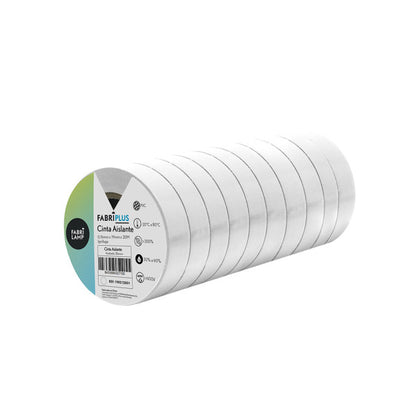 Rollo Cinta Aislante Pvc Blanca 19mmx20m Para Electricista Flexible Y Duradera