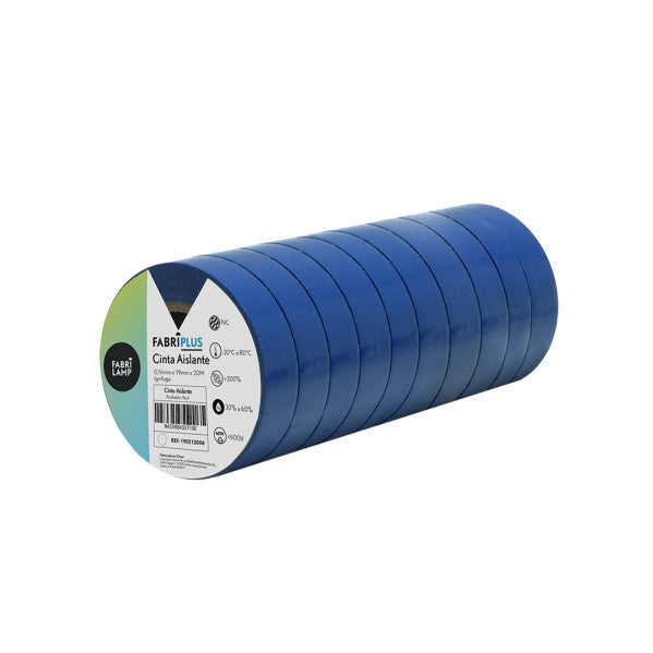 Rollo Cinta Aislante Pvc Azul 19mmx20m Para Electricista Flexible Y Duradera