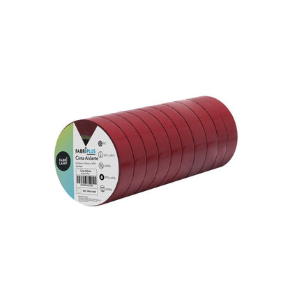 Rollo Cinta Aislante Pvc Rojo 19mmx10m Para Electricista Flexible Y Duradera
