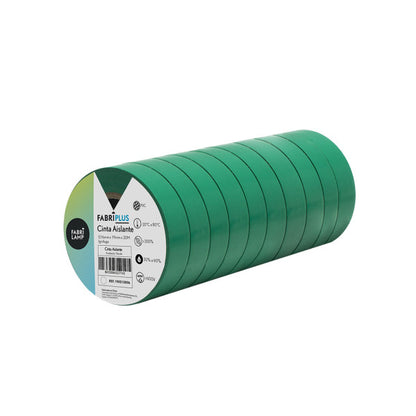 Rollo Cinta Aislante Pvc Verde 19mmx20m Para Electricista Flexible Y Duradera