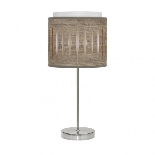 Sobremesa Alexandra 1xe14 Niquel/madera Gris 42x17x17 Cm