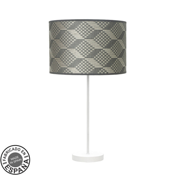 Sobremesa Alto Moda 1xe27 Blanco/tetris Gris 63x30 X30cm