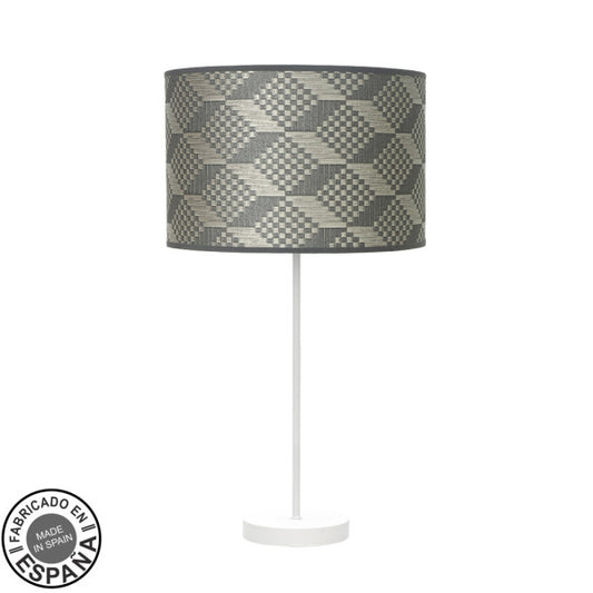 Sobremesa Alto Moda 1xe27 Blanco/tetris Gris 63x30 X30cm