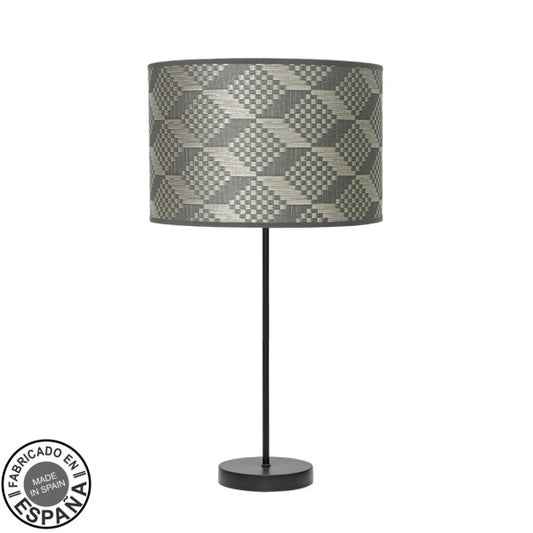 Sobremesa Alto Moda 1xe27 Negro/tetris Gris 63x30 X30cm