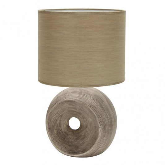 Sobremesa Ceramica Ea 1xe27 Beis Pantalla Beis 52x30x30 Cm