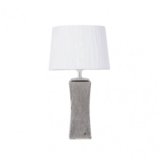 Sobremesa Ceramica Palo Santo 1xe27 Plata Brillo C/pant Blanca 50.5x28x28 Cm