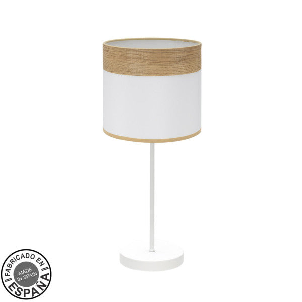Sobremesa Cloe 1xe14 Blanco/blanca-madera Clara 42x18x18 cm