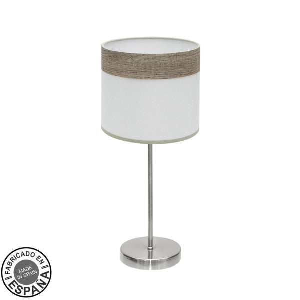 Sobremesa Cloe 1xe14 Niquel/blanca-madera Gris 42x18x18 cm