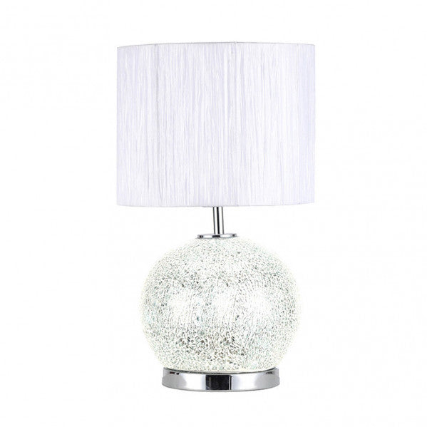 Sobremesa Cristal Secoya 1xe27+LED 5W 4000K 2 Encend.indep  50x30x30 Cm Mosaico Espejo/cromo  C/pant Blanca