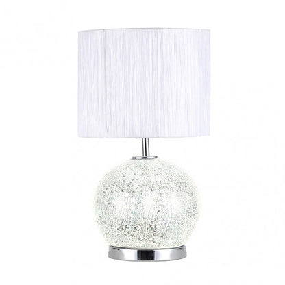 Sobremesa Cristal Secoya 1xe27+LED 5W 4000K 2 Encend.indep  50x30x30 Cm Mosaico Espejo/cromo  C/pant Blanca