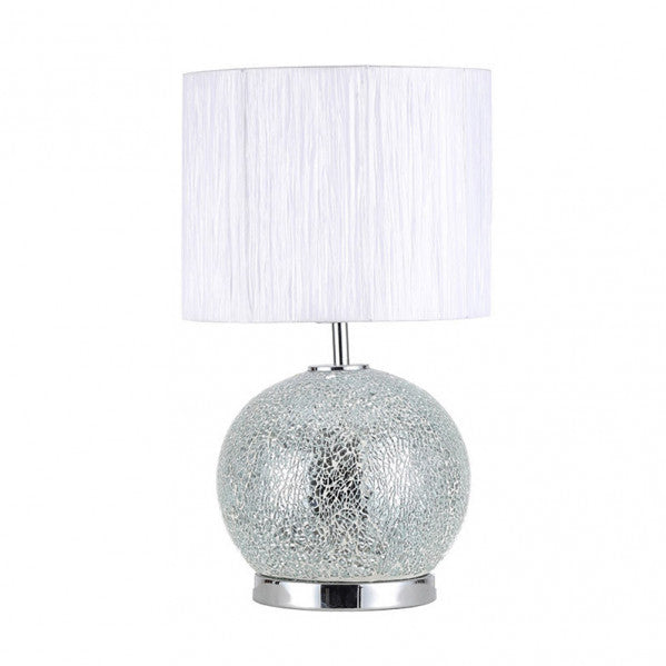 Sobremesa Cristal Secoya 1xe27+LED 5W 4000K 2 Encend.indep  50x30x30 Cm Mosaico Espejo/cromo  C/pant Blanca
