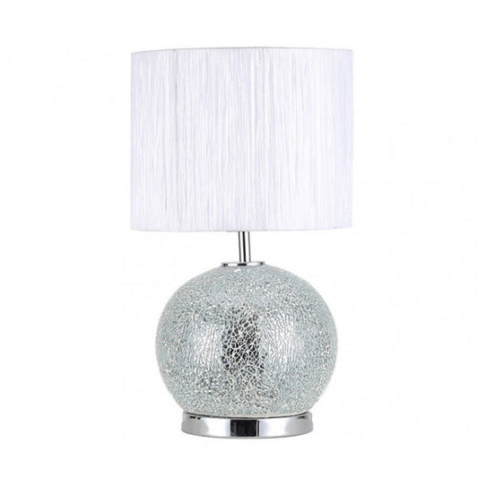 Sobremesa Cristal Secoya 1xe27+LED 5W 4000K 2 Encend.indep  50x30x30 Cm Mosaico Espejo/cromo  C/pant Blanca