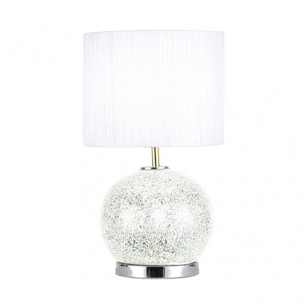 Sobremesa Cristal Secoya 1xe27+LED 5W 4000K 2 Encend.indep  50x30x30 Cm Mosaico Espejo/cromo  C/pant Blanca