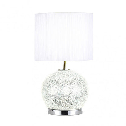 Sobremesa Cristal Secoya 1xe27+LED 5W 4000K 2 Encend.indep  50x30x30 Cm Mosaico Espejo/cromo  C/pant Blanca