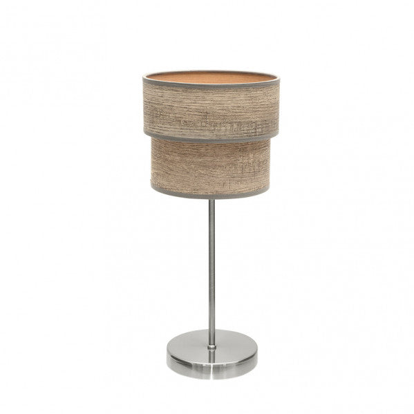 Sobremesa Doble Smile 1xe14 Niquel/madera Gris 44x18x18 Cm