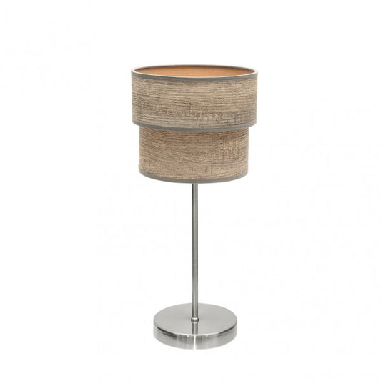 Sobremesa Doble Smile 1xe14 Niquel/madera Gris 44x18x18 Cm