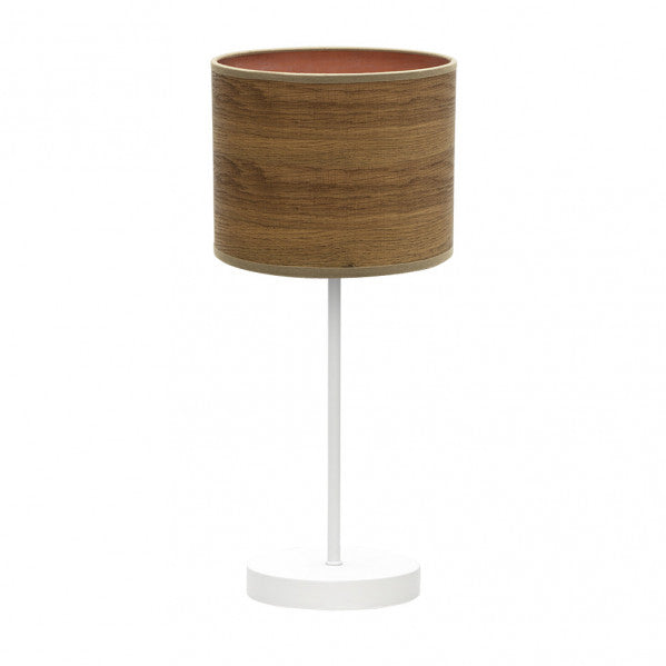 Sobremesa Jerte 1xe14  Blanco/madera Oscura 42x17x17 Cm